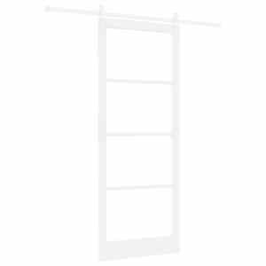 Posuvné dveře Bílá 93 x 232 cm Masivní borové dřevo a sklo - obrázek 2