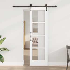 Drsna vrata ORKDAL Bela 61 x 198,5 cm Trden borov les in steklo