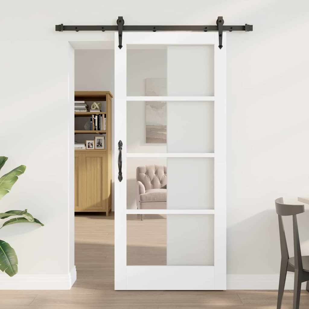Glidende Dør med Hardware-sæt 'ORKDAL'Hvid 86x198,5 cm&&vidaXL Indvendig Dør med Glas 'ORKDAL'Hvid 86x198,5x4 cm