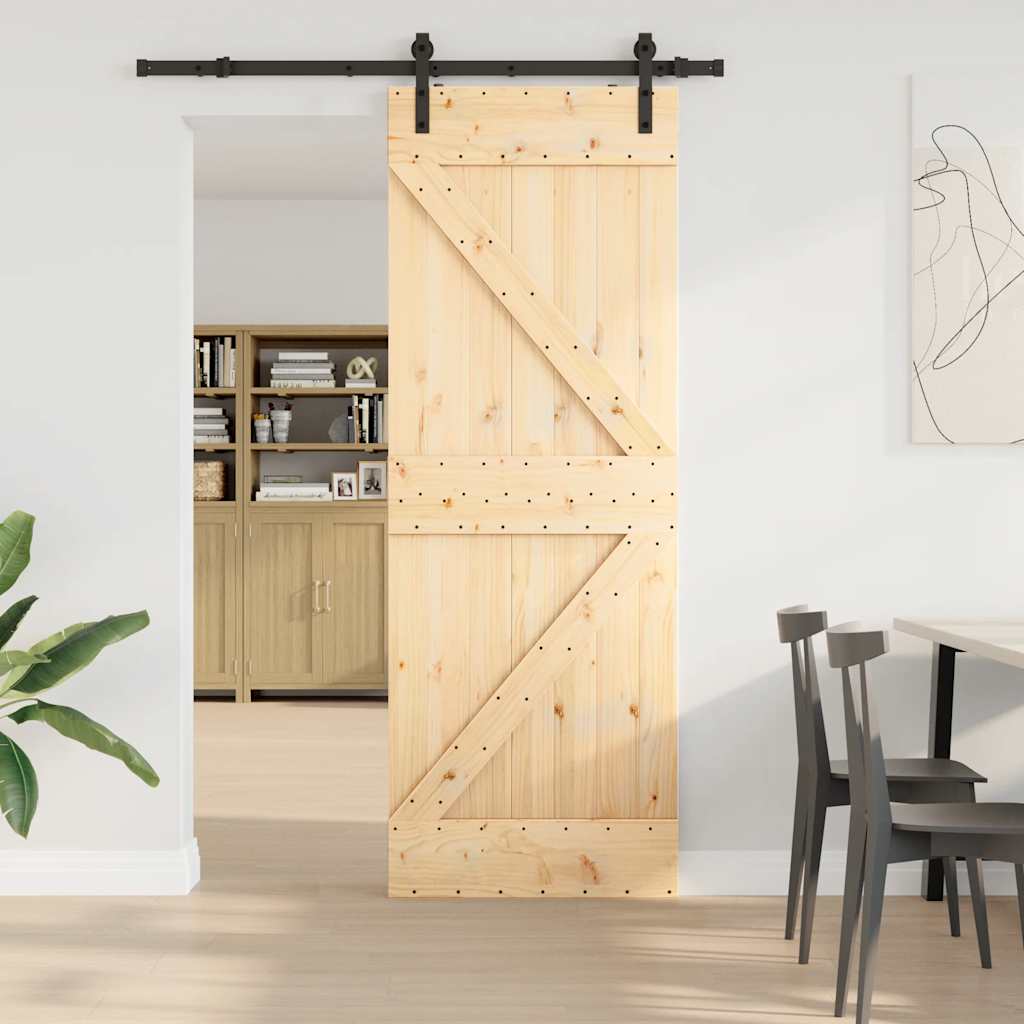 vidaXL Liukuovi asennustarvikkeineen 70x210 cm täysi mänty