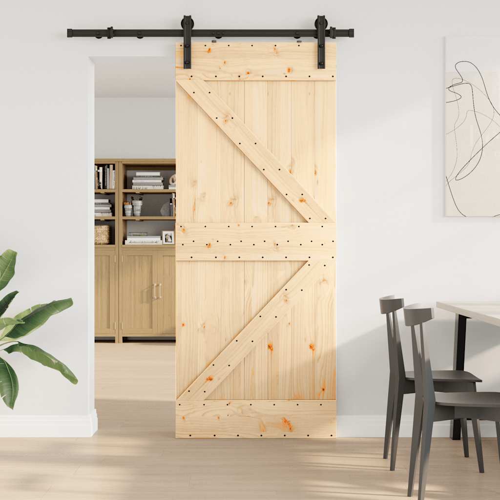 vidaXL Liukuovi asennustarvikkeineen 85x210 cm täysi mänty