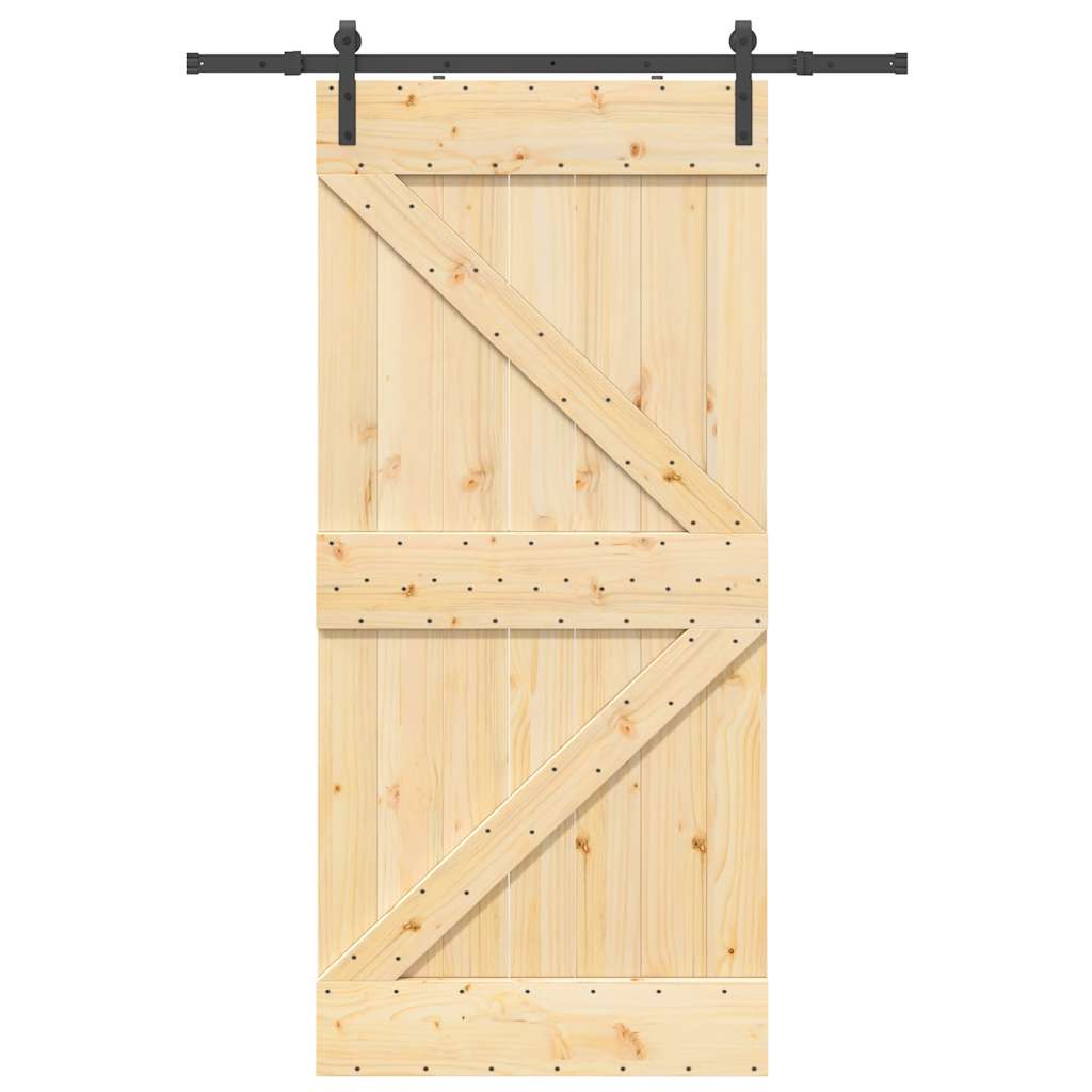 vidaXL Ușă glisantă cu set de feronerie 96x210 cm, lemn masiv de pin