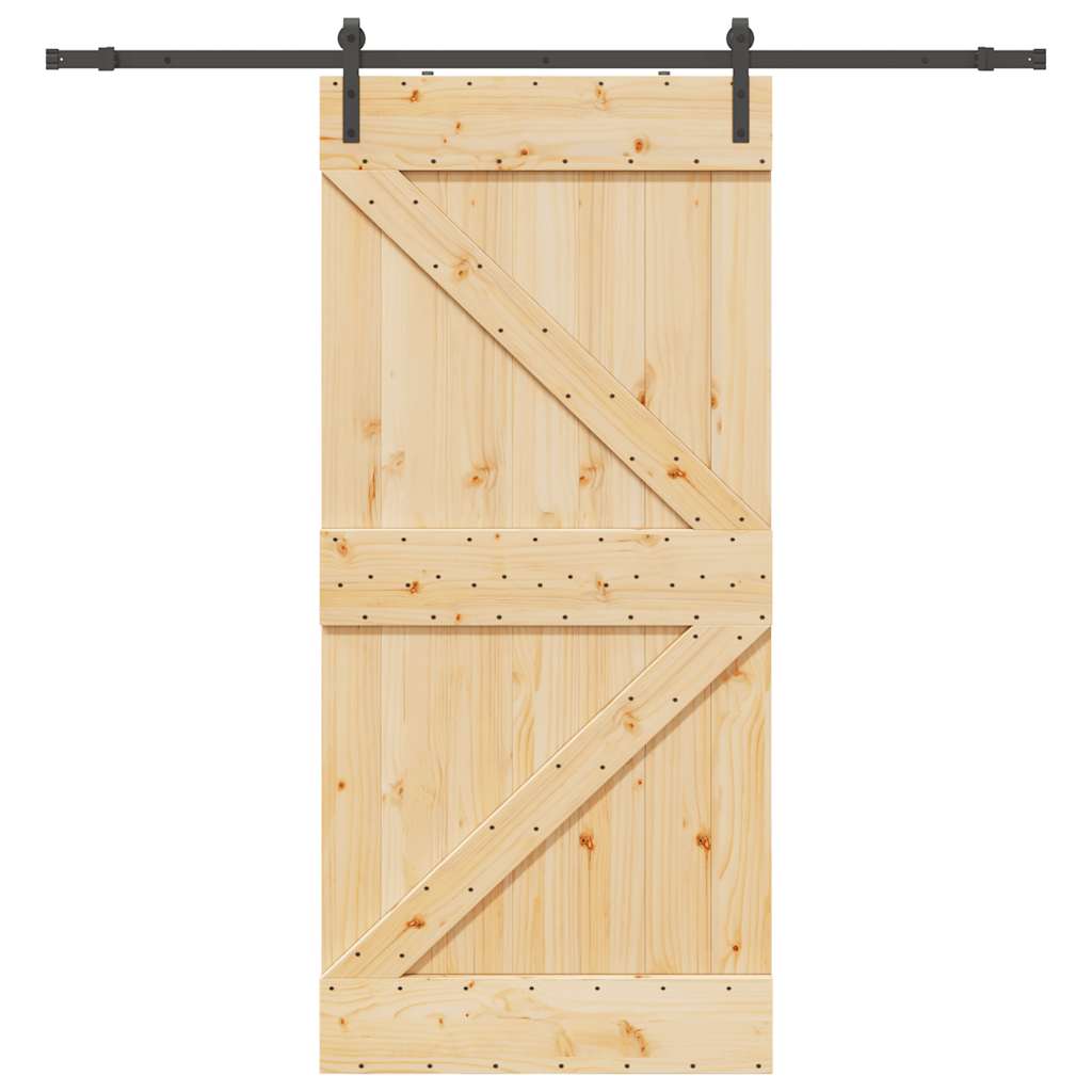 vidaXL Ușă glisantă cu set feronerie, 100x210 cm, lemn masiv de pin