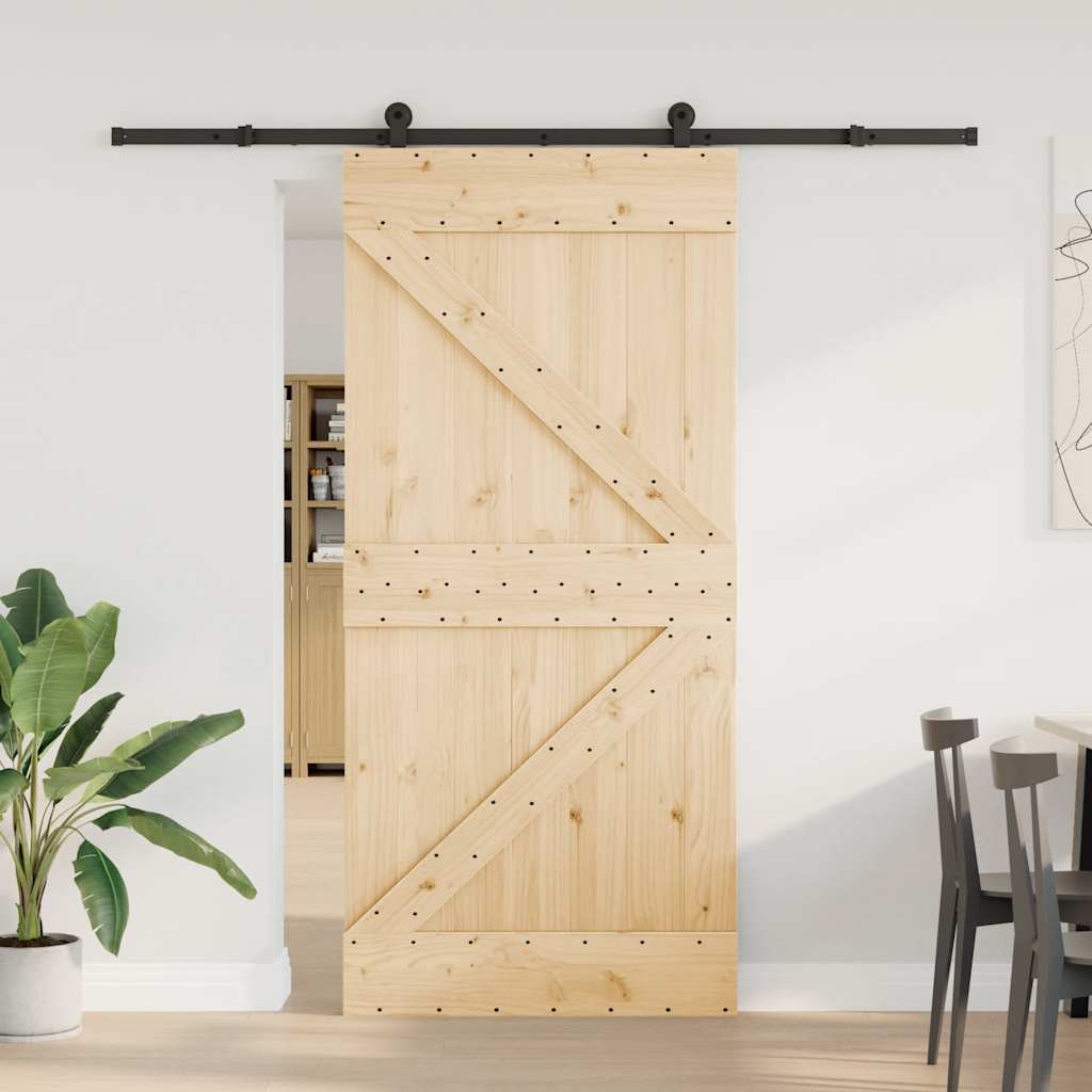 vidaXL Liukuovi asennustarvikkeineen 95x210 cm täysi mänty