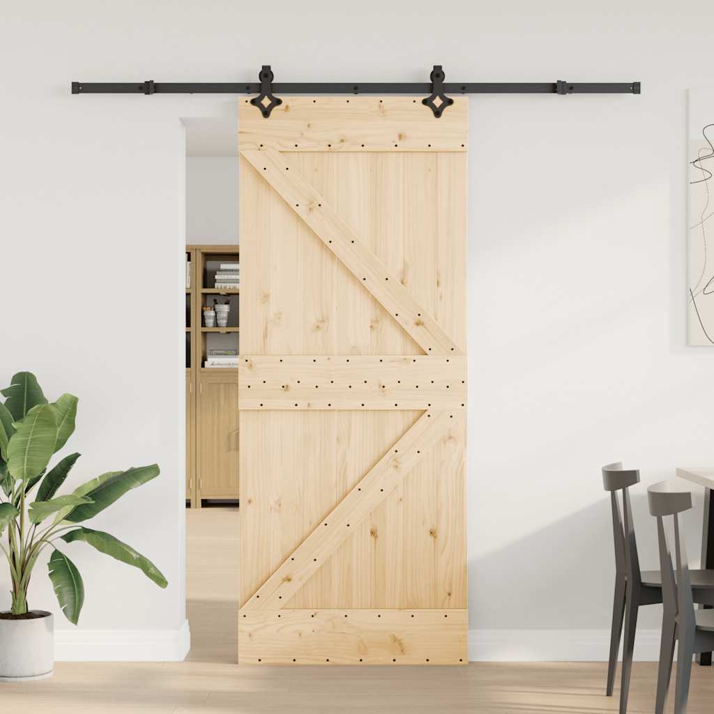 vidaXL Liukuovi asennustarvikkeineen 85x210 cm täysi mänty