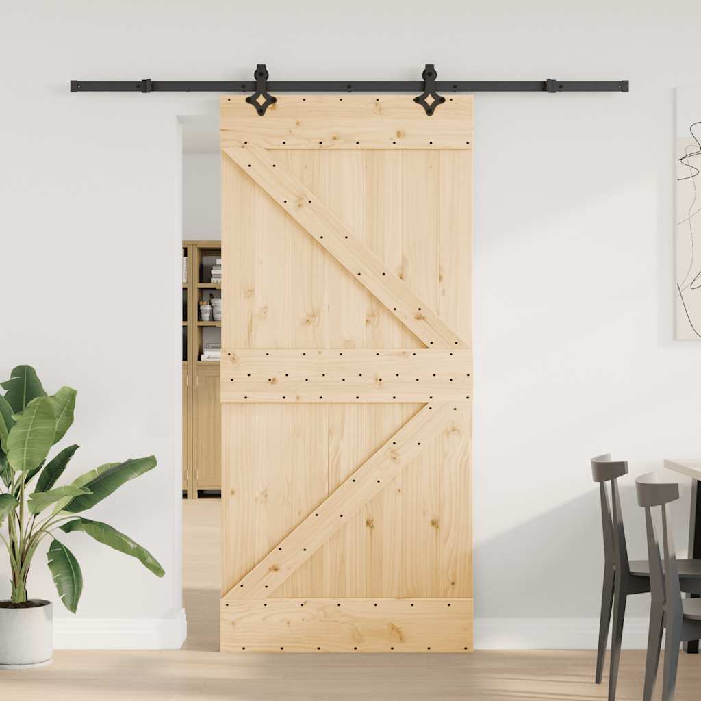 vidaXL Liukuovi asennustarvikkeineen 95x210 cm täysi mänty