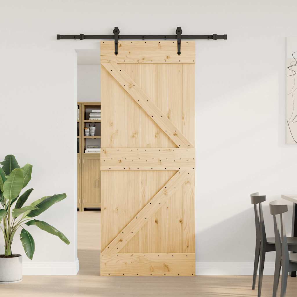 vidaXL Liukuovi asennustarvikkeineen 85x210 cm täysi mänty