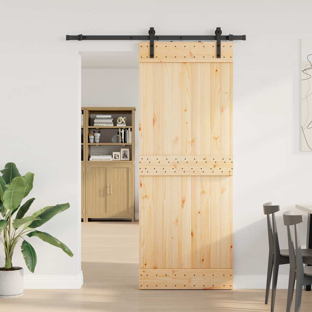 vidaXL Liukuovi asennustarvikkeineen 80x210 cm täysi mänty