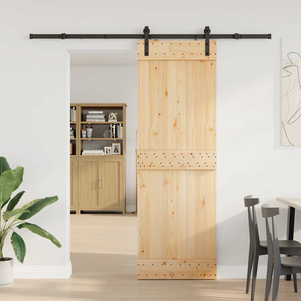 vidaXL Liukuovi asennustarvikkeineen 70x210 cm täysi mänty