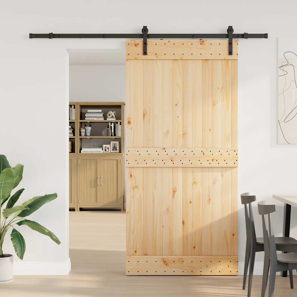 vidaXL Liukuovi asennustarvikkeineen 100x210 cm täysi mänty