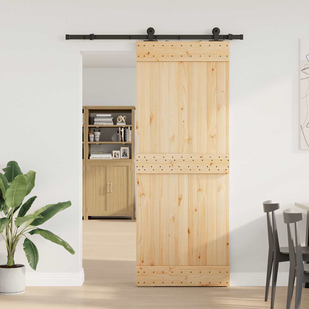 vidaXL Liukuovi asennustarvikkeineen 80x210 cm täysi mänty