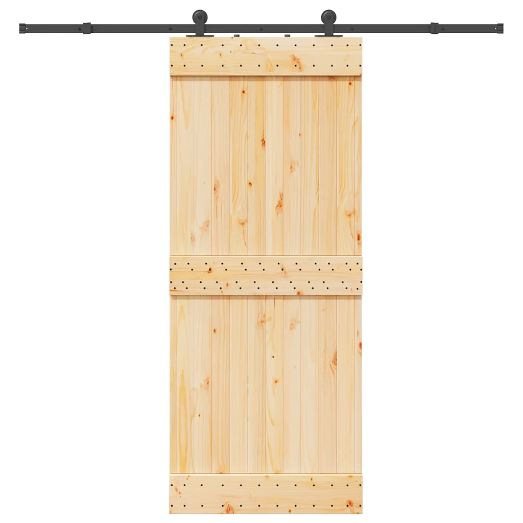 vidaXL Posuvné dveře s kováním 85 x 210 cm masivní borové dřevo