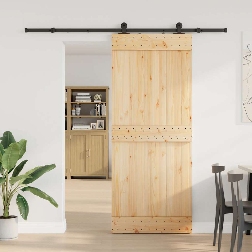 vidaXL Liukuovi asennustarvikkeineen 85x210 cm täysi mänty