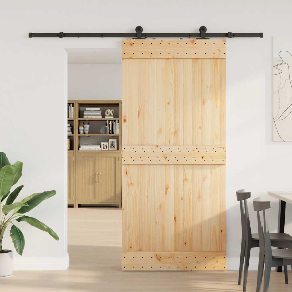 vidaXL Liukuovi asennustarvikkeineen 95x210 cm täysi mänty