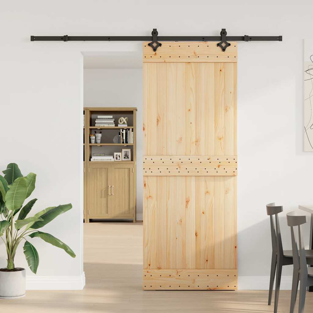 vidaXL Liukuovi asennustarvikkeineen 80x210 cm täysi mänty