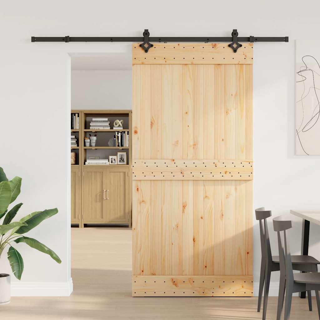 vidaXL Liukuovi asennustarvikkeineen 100x210 cm täysi mänty
