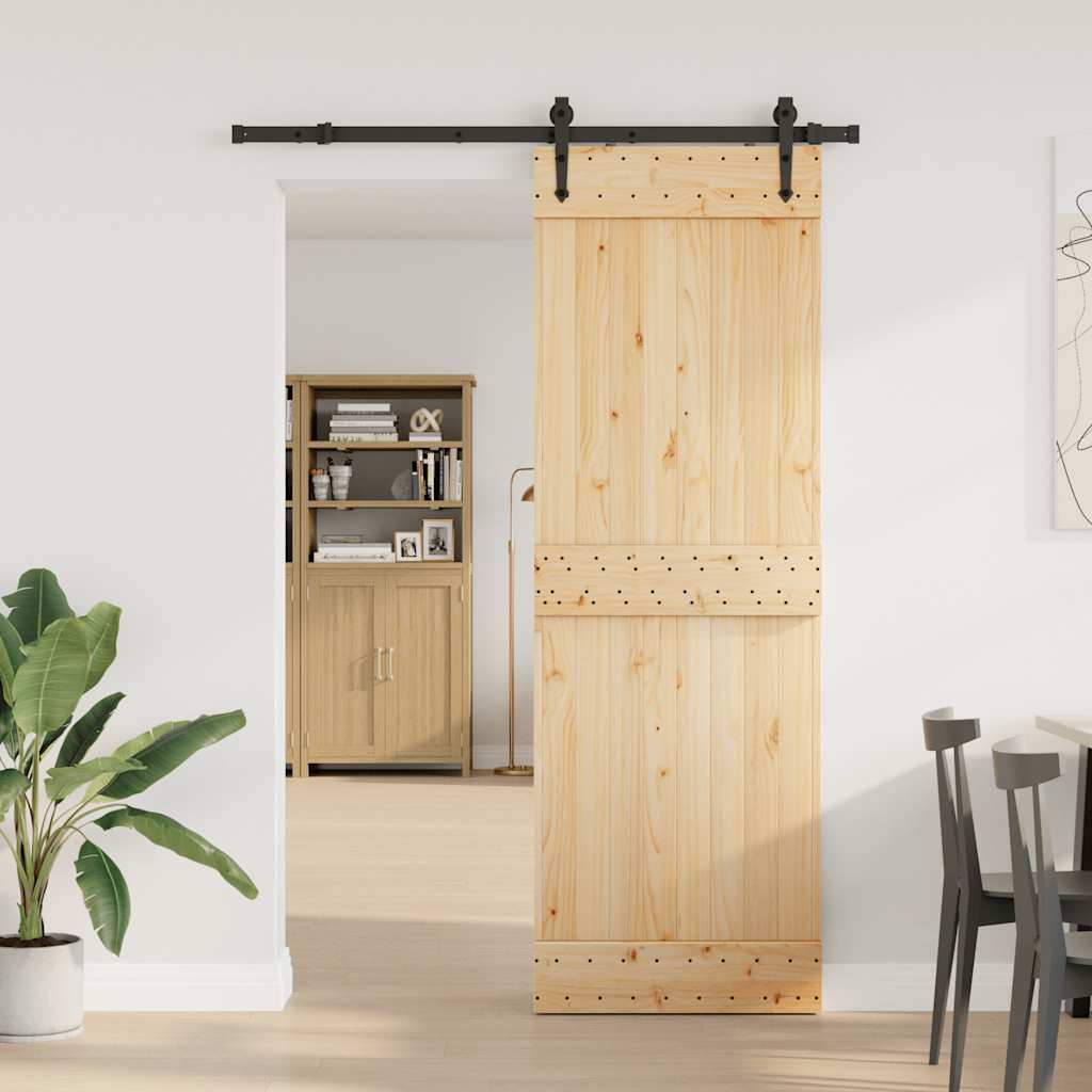vidaXL Liukuovi asennustarvikkeineen 80x210 cm täysi mänty