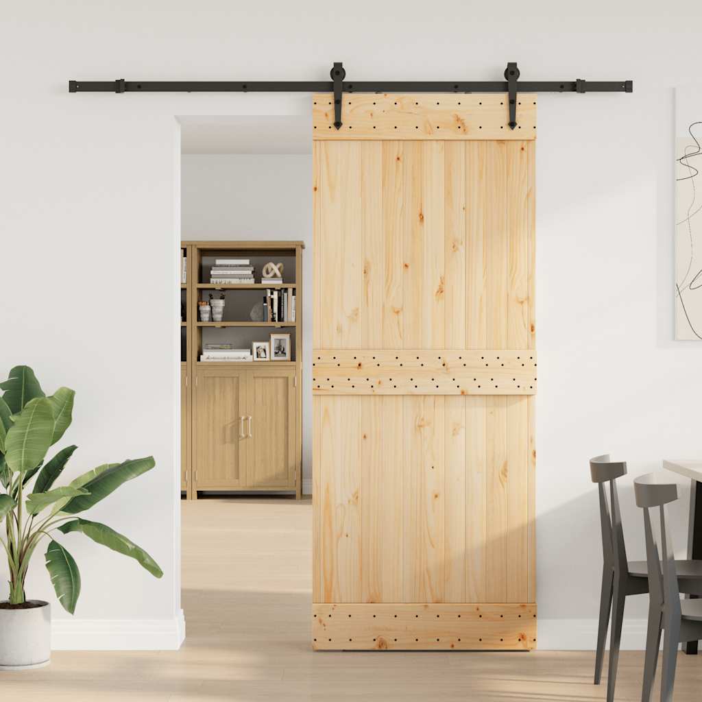 vidaXL Liukuovi asennustarvikkeineen 85x210 cm täysi mänty