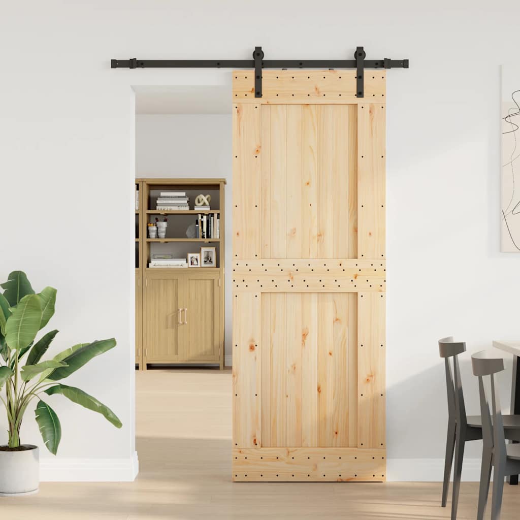 vidaXL Liukuovi asennustarvikkeineen 85x210 cm täysi mänty