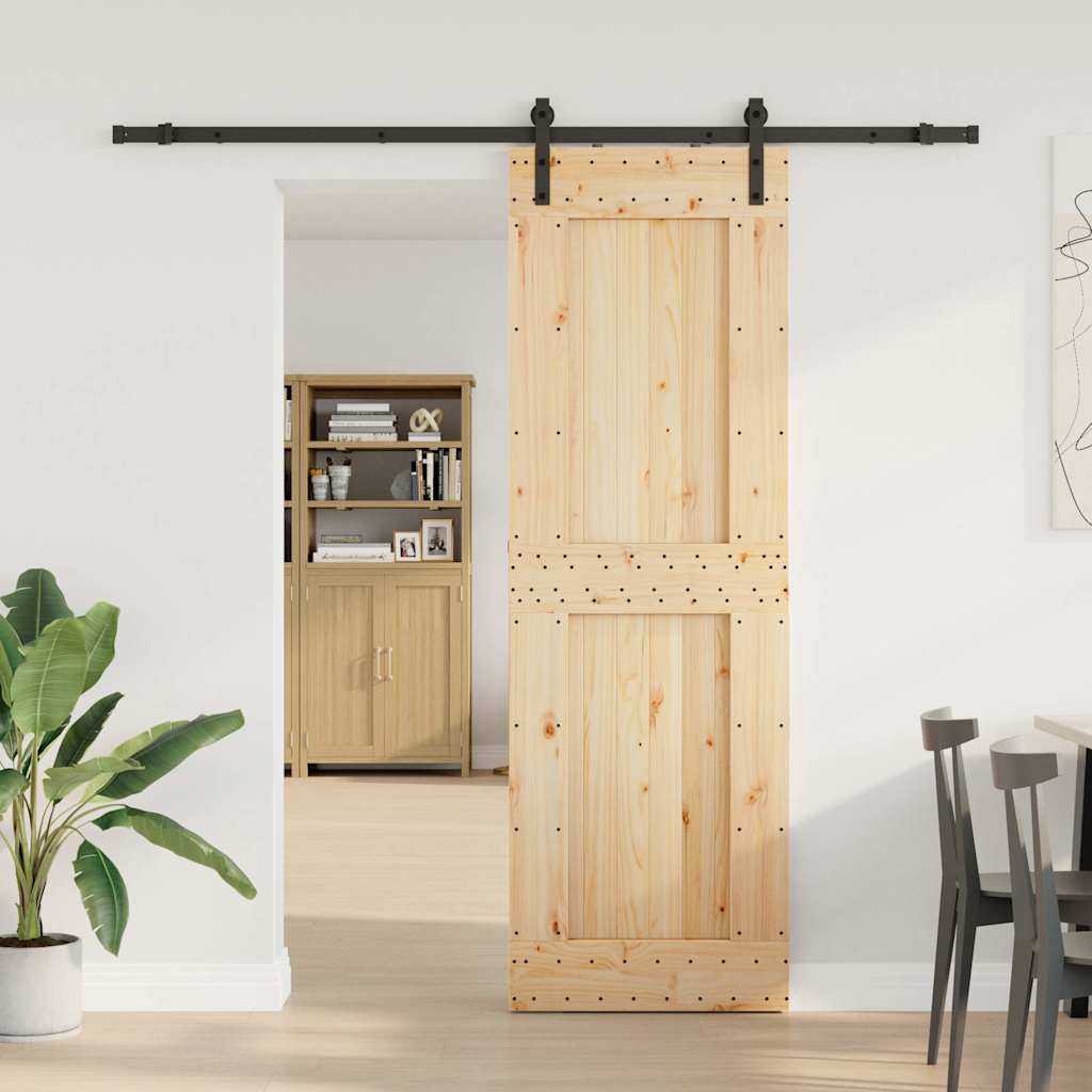 vidaXL Liukuovi asennustarvikkeineen 70x210 cm täysi mänty