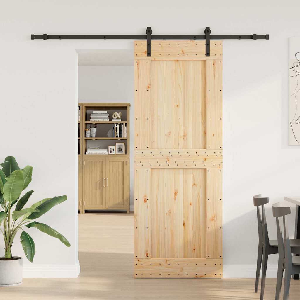 vidaXL Liukuovi asennustarvikkeineen 85x210 cm täysi mänty