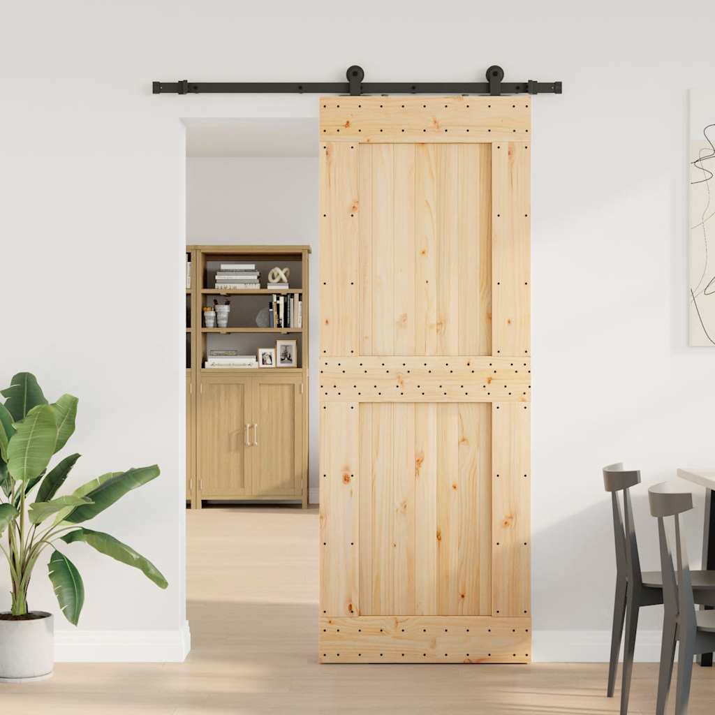 vidaXL Liukuovi asennustarvikkeineen 85x210 cm täysi mänty