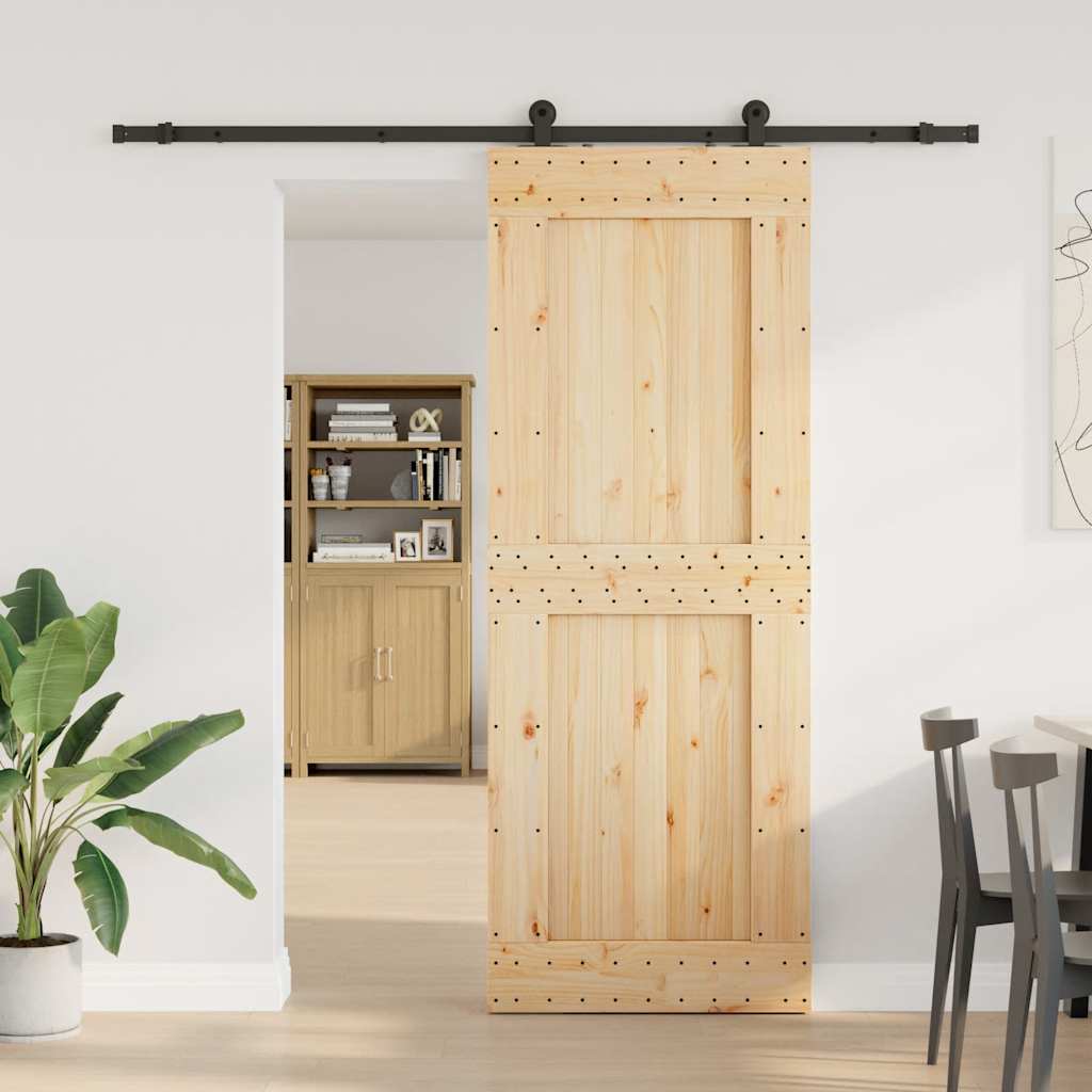 vidaXL Liukuovi asennustarvikkeineen 85x210 cm täysi mänty