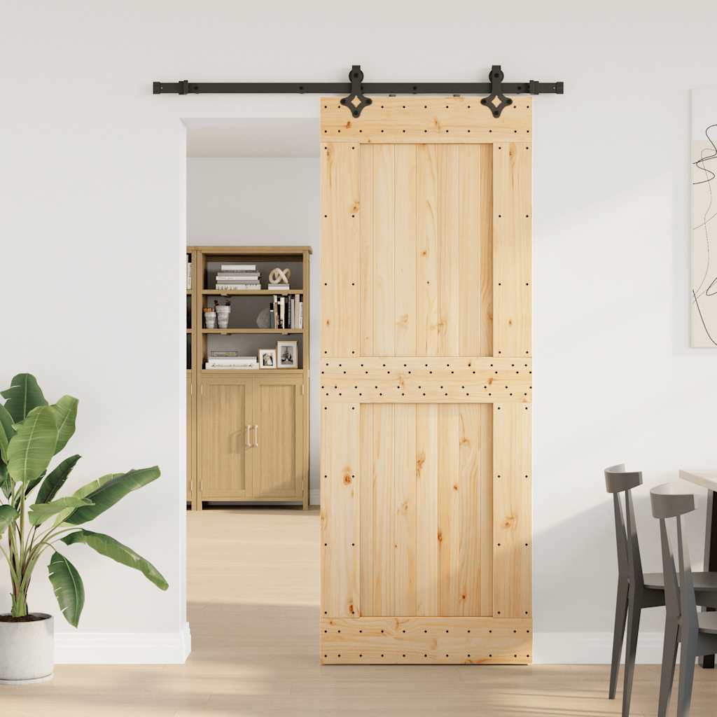 vidaXL Liukuovi asennustarvikkeineen 85x210 cm täysi mänty