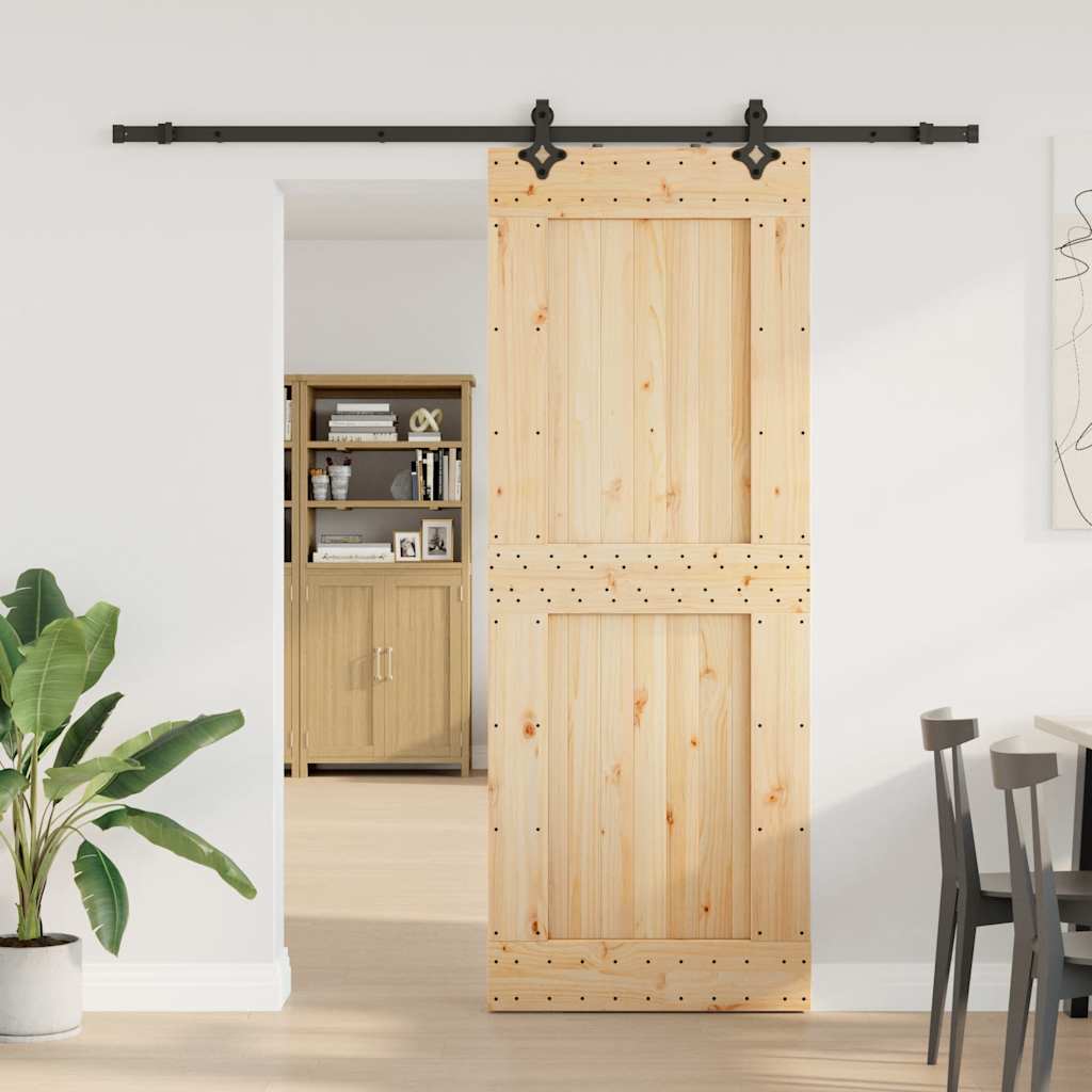 vidaXL Liukuovi asennustarvikkeineen 85x210 cm täysi mänty
