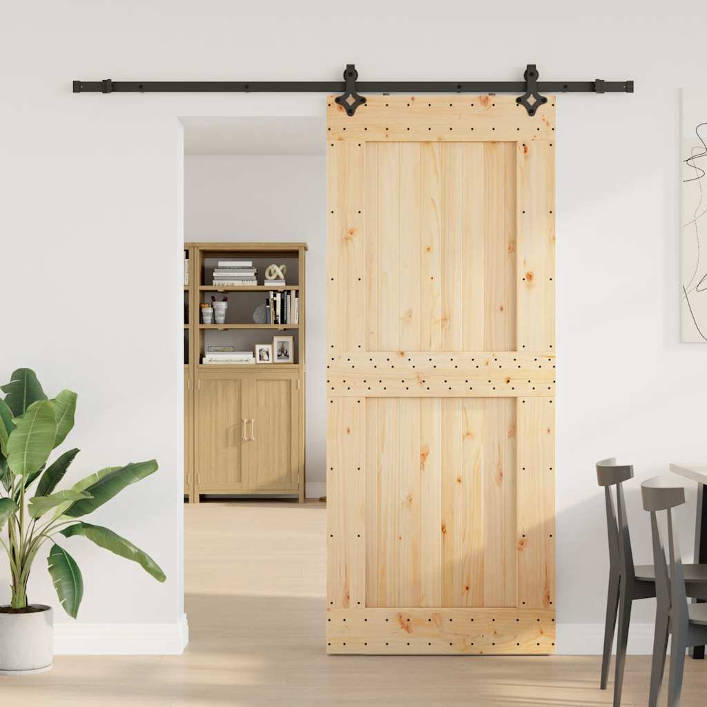 vidaXL Liukuovi asennustarvikkeineen 95x210 cm täysi mänty