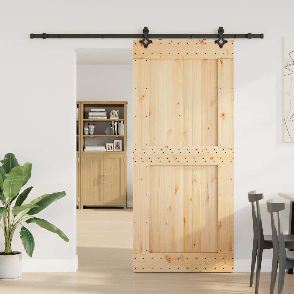 vidaXL Liukuovi asennustarvikkeineen 100x210 cm täysi mänty