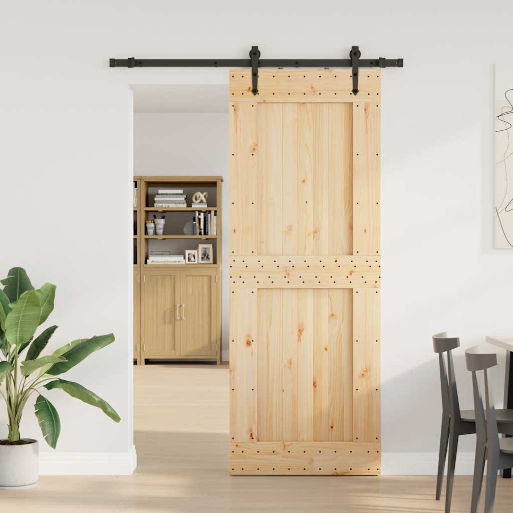 vidaXL Liukuovi asennustarvikkeineen 85x210 cm täysi mänty