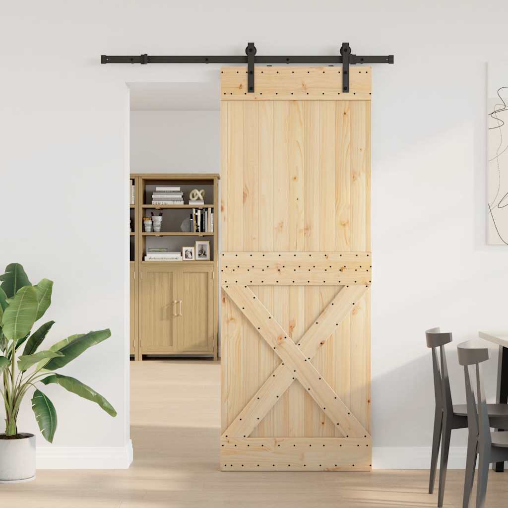 vidaXL Ușă glisantă cu set de feronerie 85x210 cm, lemn masiv de pin