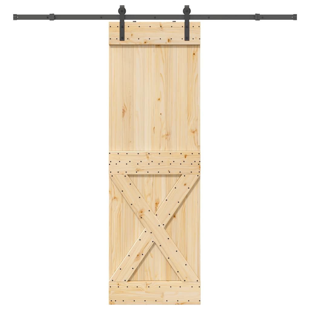 vidaXL Posuvné dveře s kováním 70 x 210 cm masivní borové dřevo