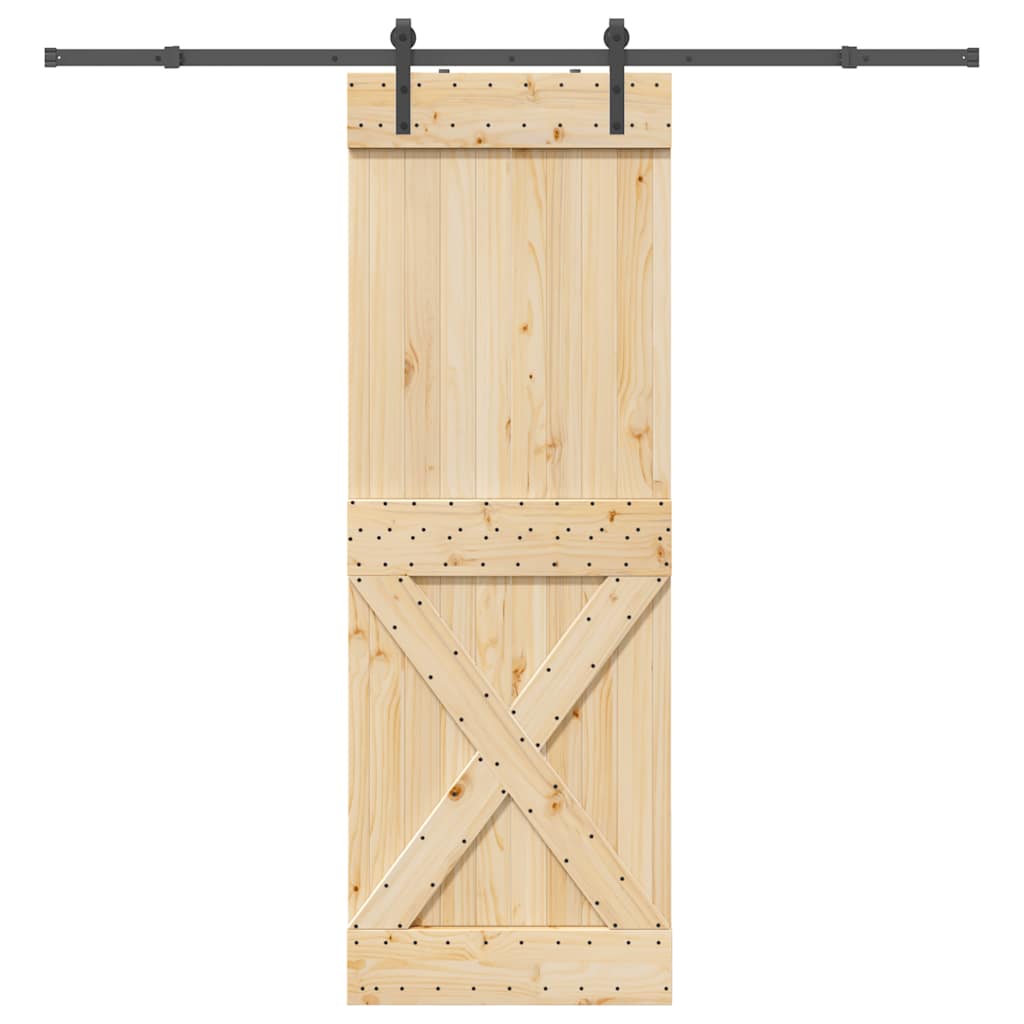 vidaXL Schiebetür mit Beschlag 80x210 cm Massivholz Kiefer
