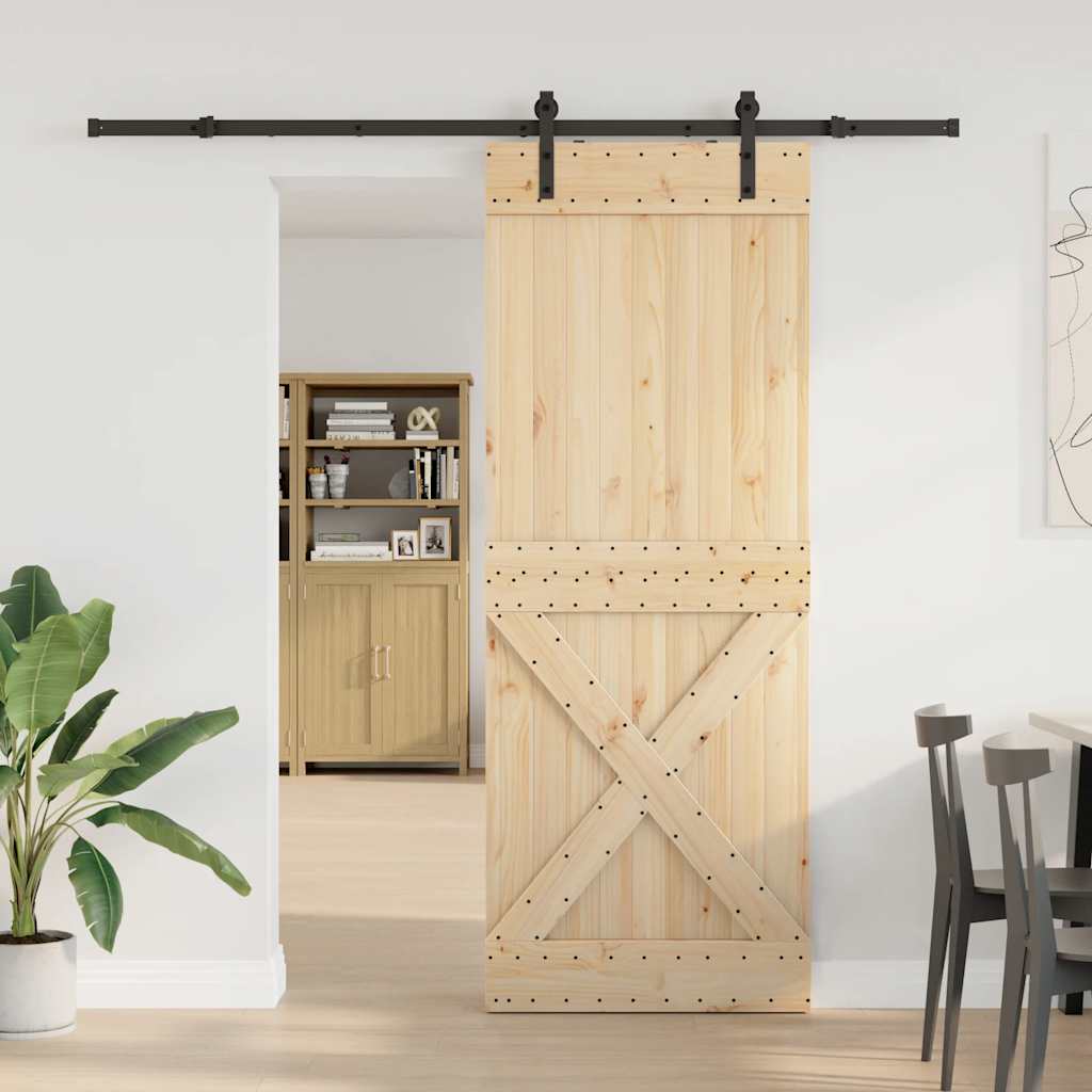 vidaXL Liukuovi asennustarvikkeineen 85x210 cm täysi mänty