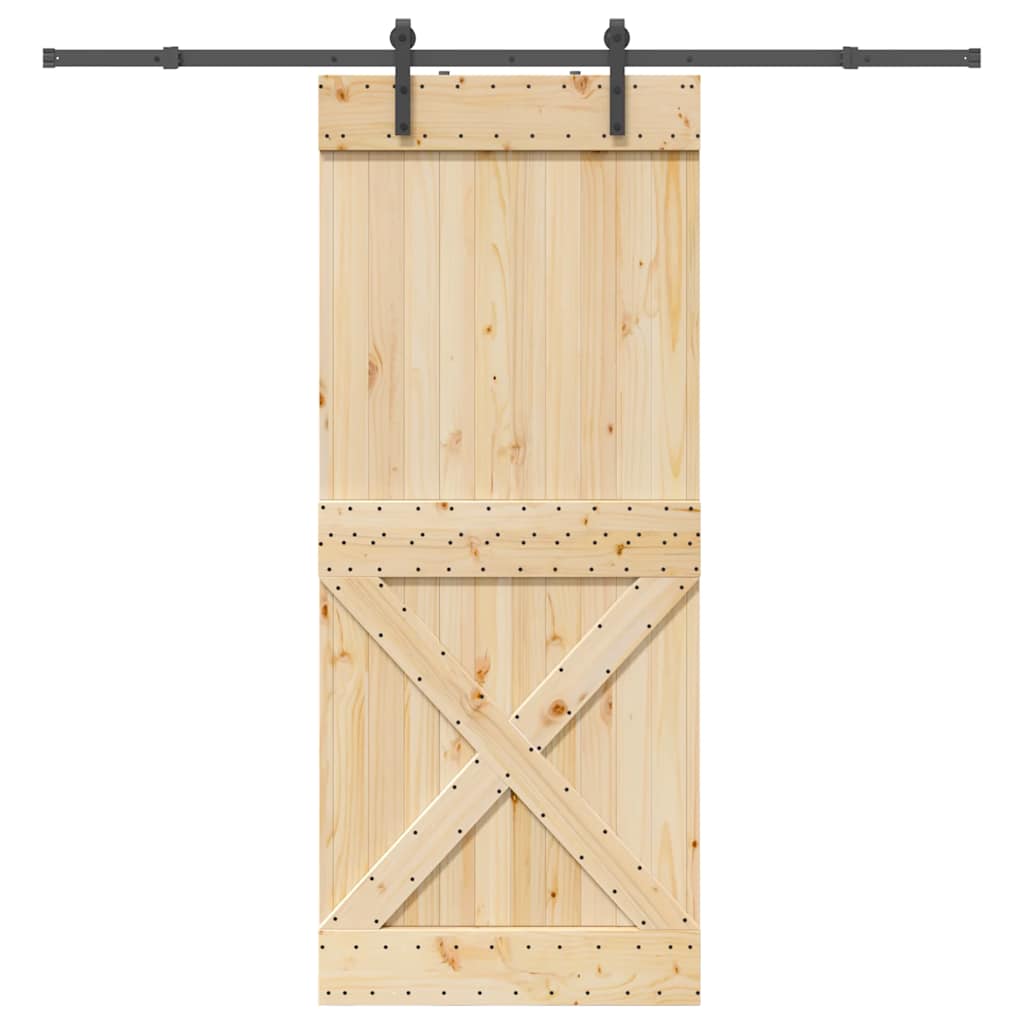 vidaXL Posuvné dveře s kováním 90 x 210 cm masivní borové dřevo