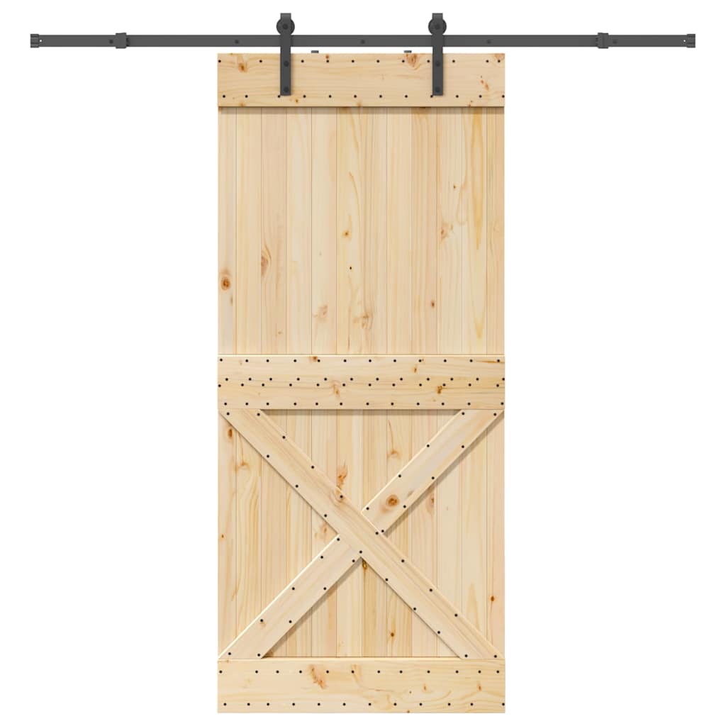 vidaXL Posuvné dveře s kováním 100 x 210 cm masivní borové dřevo