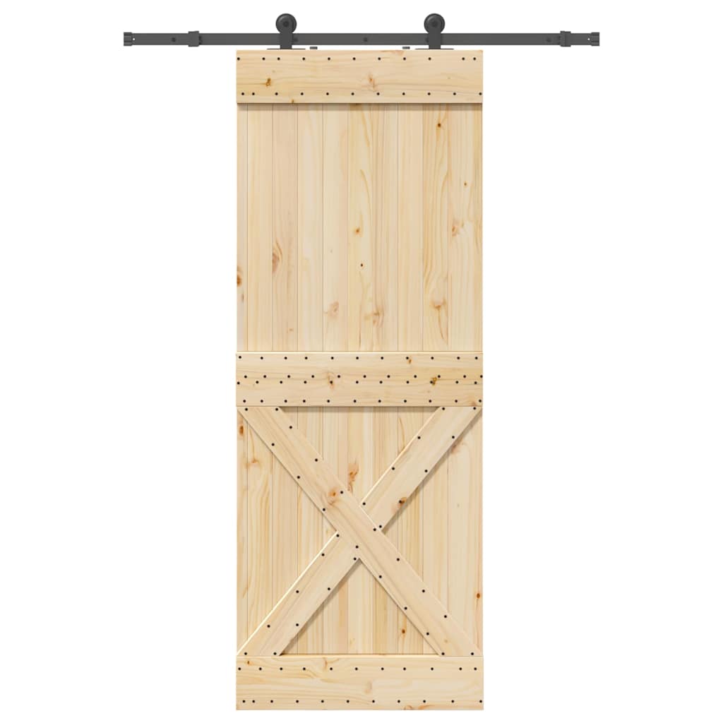vidaXL Posuvné dveře s kováním 85 x 210 cm masivní borové dřevo