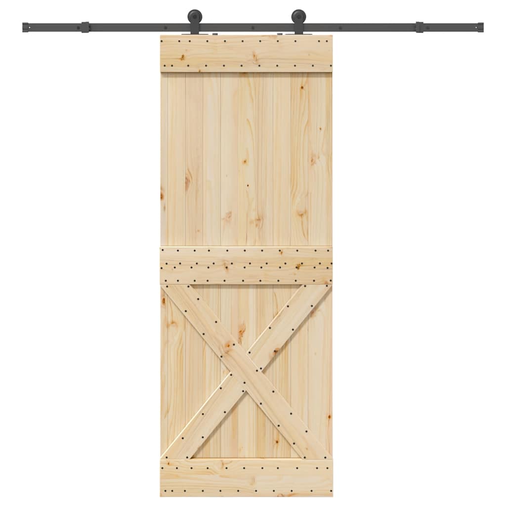 vidaXL Posuvné dveře s kováním 85 x 210 cm masivní borové dřevo