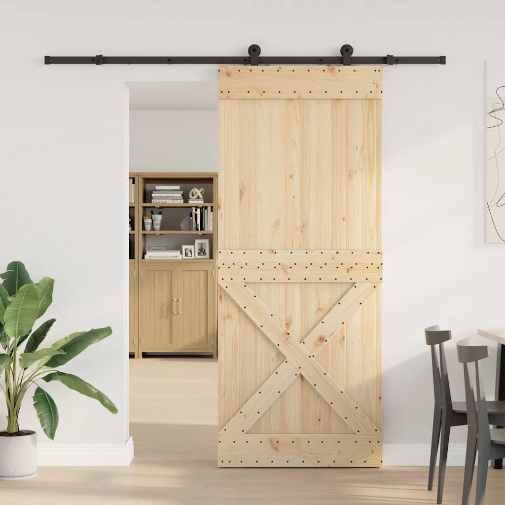 vidaXL Liukuovi asennustarvikkeineen 95x210 cm täysi mänty