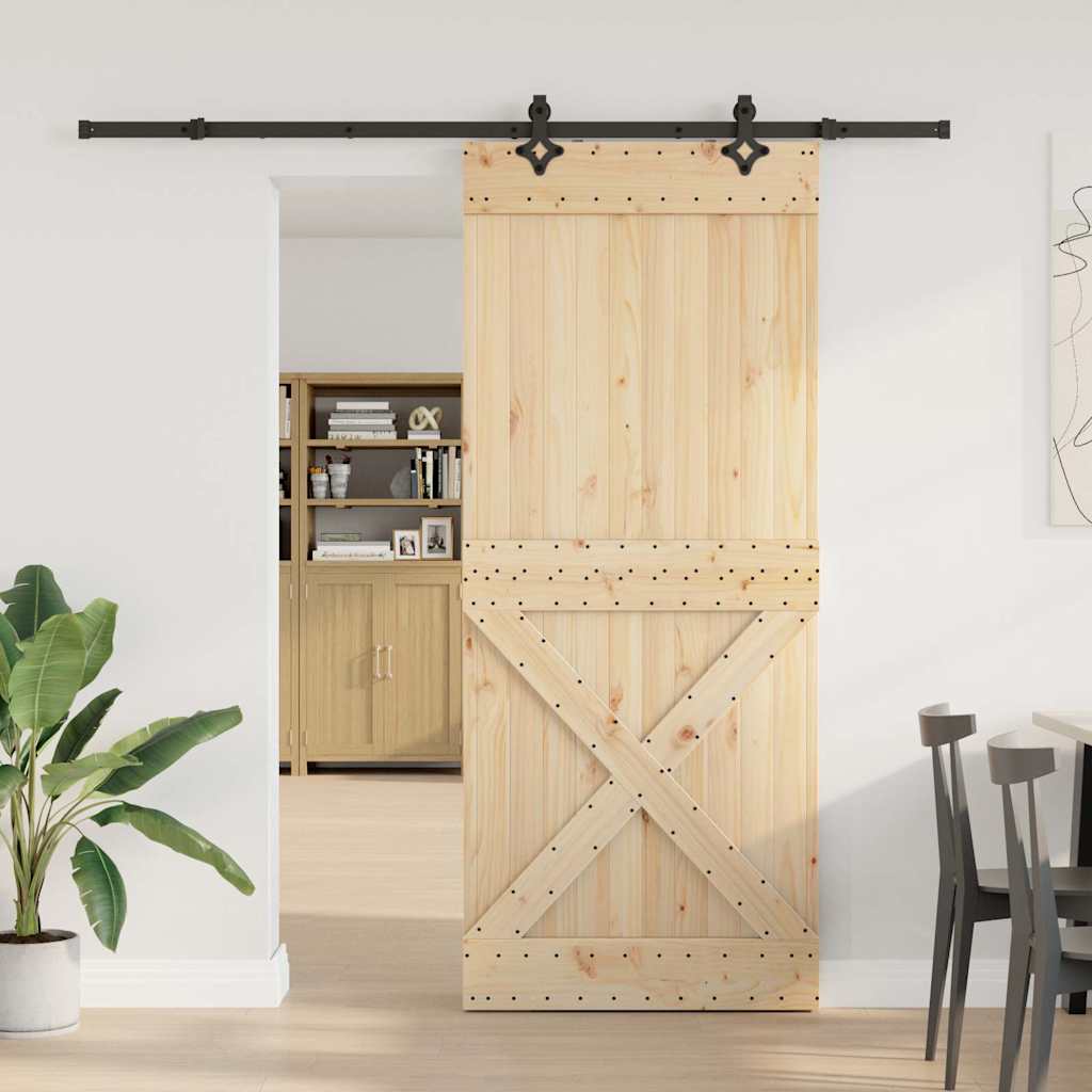 vidaXL Liukuovi asennustarvikkeineen 95x210 cm täysi mänty