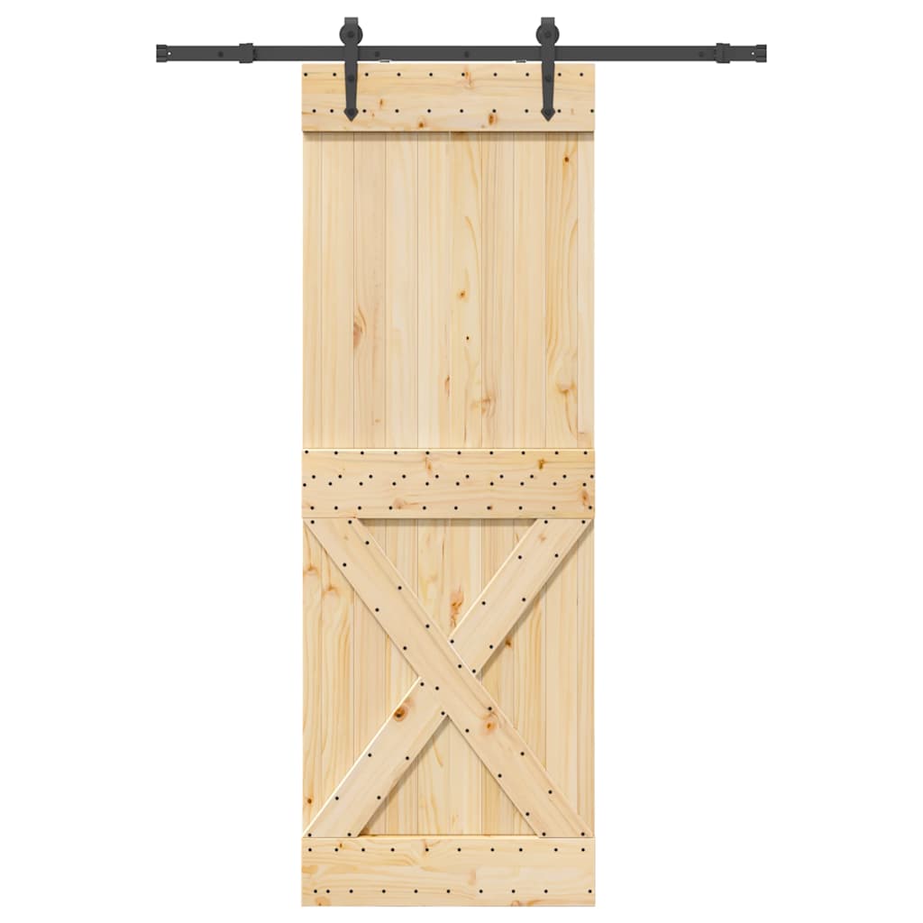 vidaXL Ușă glisantă cu set de feronerie 80x210 cm, lemn masiv de pin