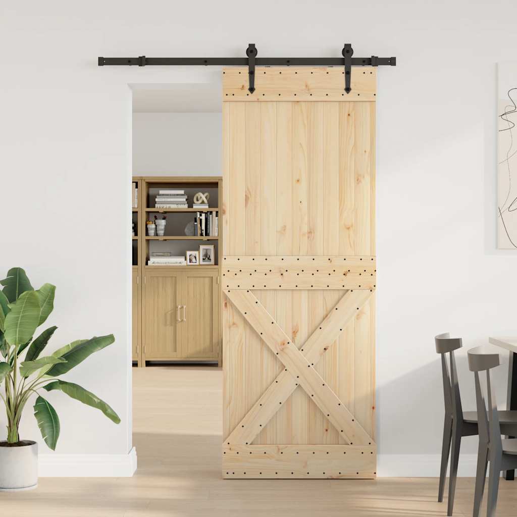 vidaXL Posuvné dvere so sadou kovania 85x210 cm borovicový masív