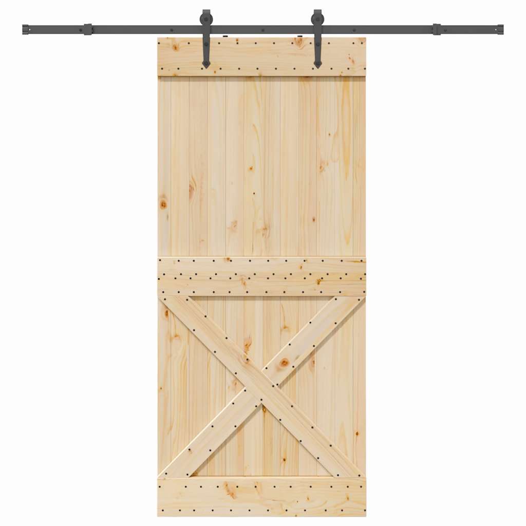 vidaXL Ușă glisantă cu set feronerie, 100x210 cm, lemn masiv de pin