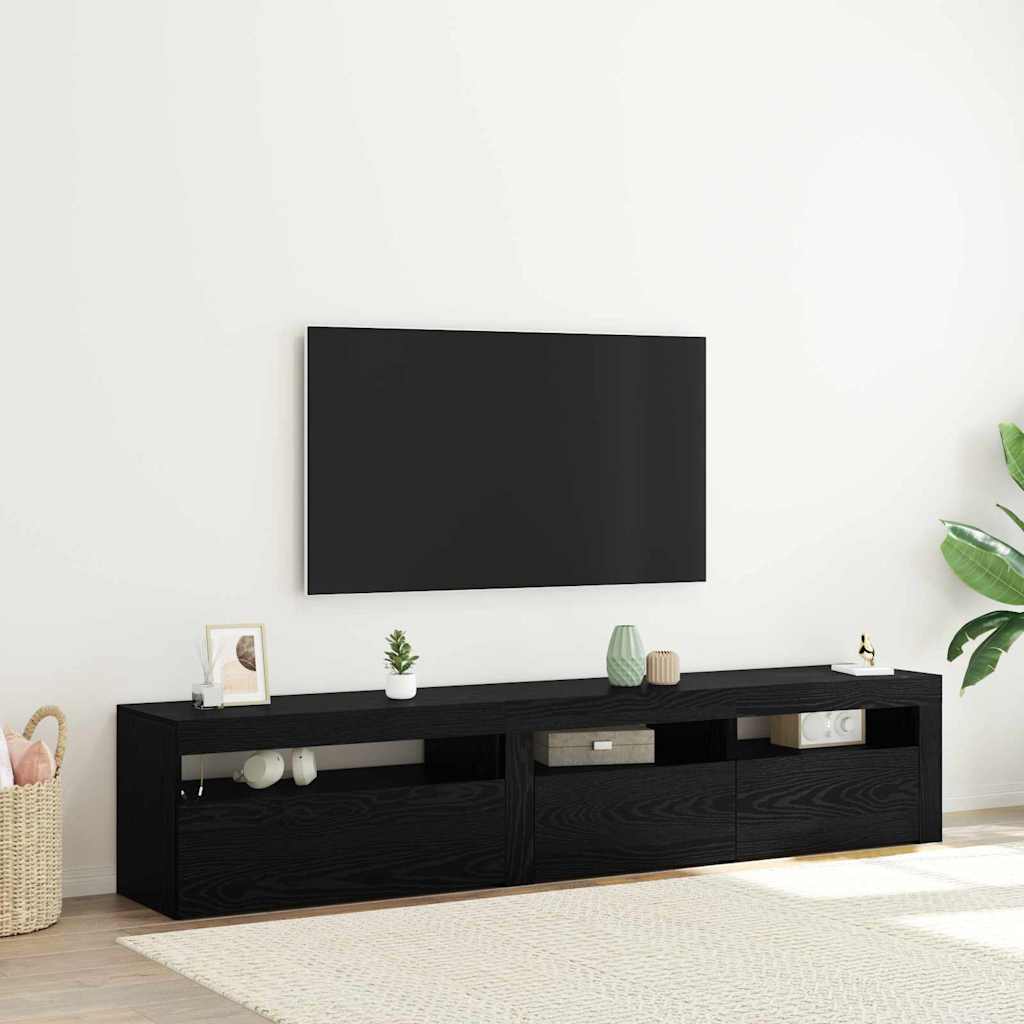 TV Skrinky 2 ks s LED Osvetlením Čierny Dub Kompozitné Drevo 3332494