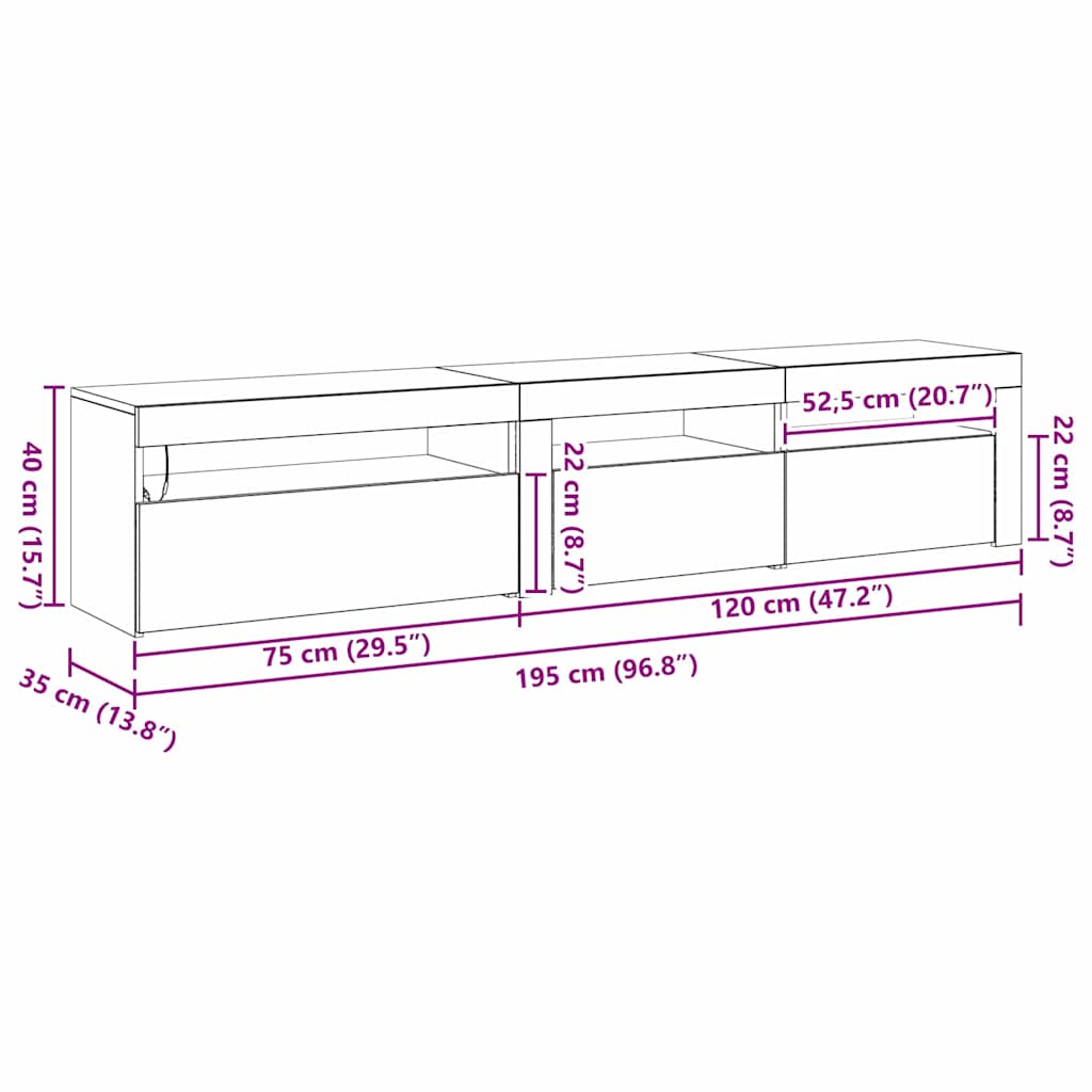 Televizní skříň 2 pcs Černý dub 195 x 35 x 40 cm - obrázek 16