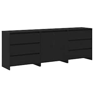 Servírovací skříň 3 pcs Černá 70 x 41 x 75 cm kompozitní dřevo - obrázek 1
