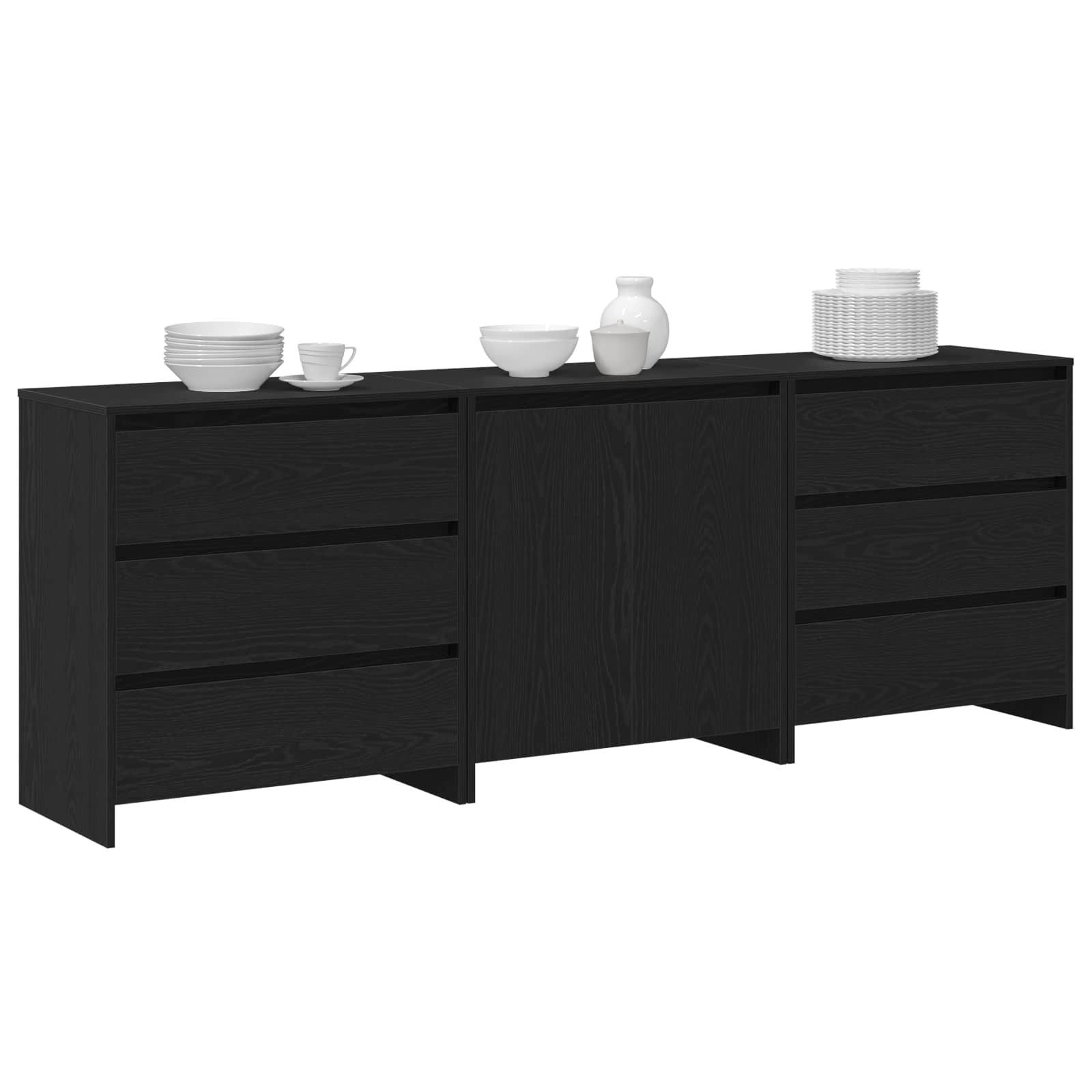 Thumbnail - vidaXL Sideboard 3 pcs Schwarz 70 x 41 x 75 cm Holzwerkstoff