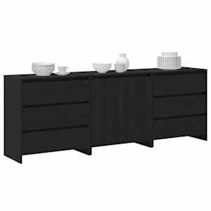 Servírovací skříň 3 pcs Černá 70 x 41 x 75 cm kompozitní dřevo - obrázek 2